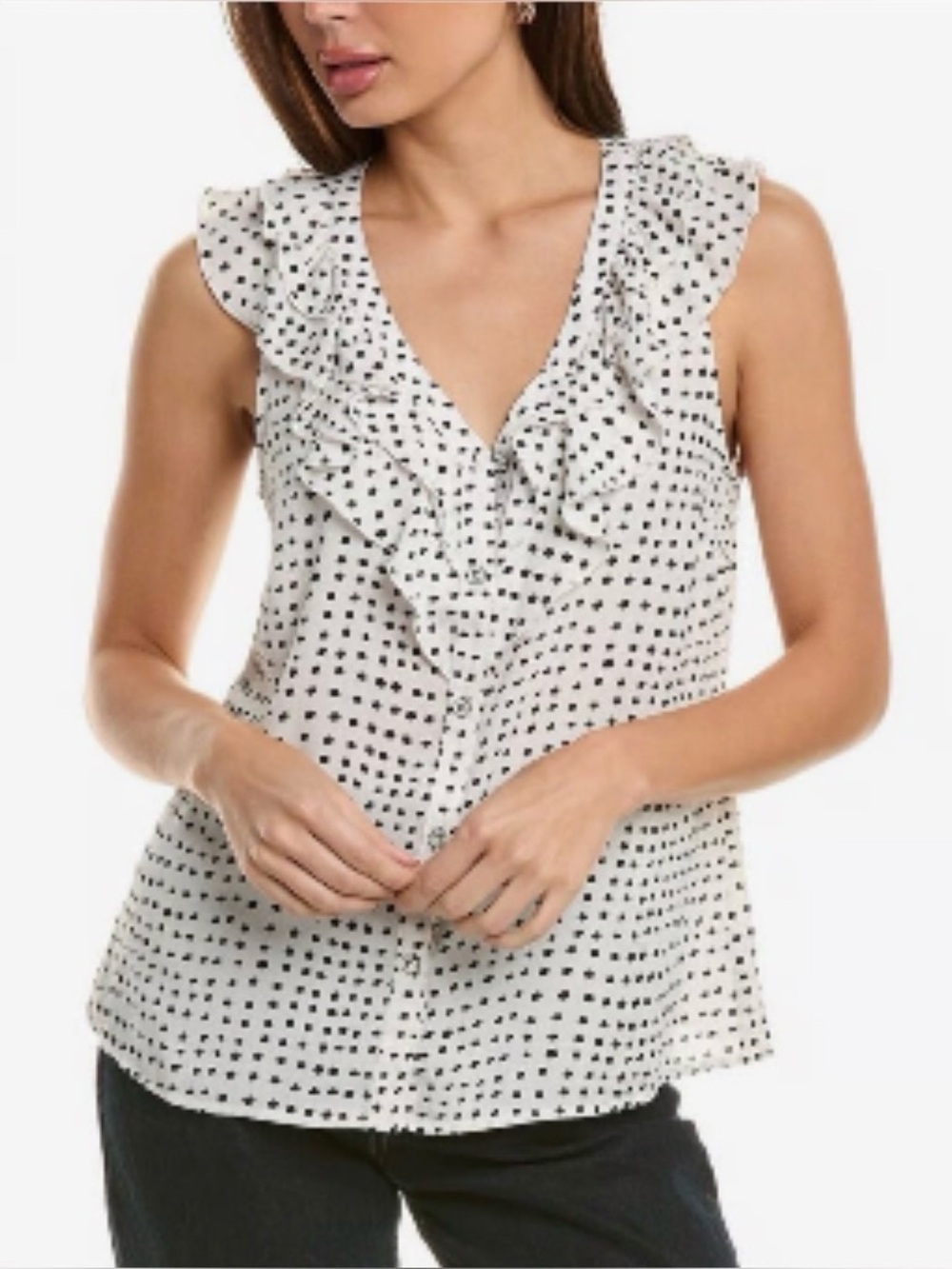 CAbi Polka Dot Ruffle Top Size L NWT Style 4553